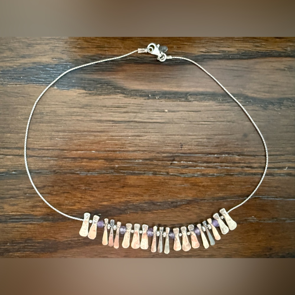 Beit Nir Elegant Silver and Purple Sterling Silver Necklace VINTAGE